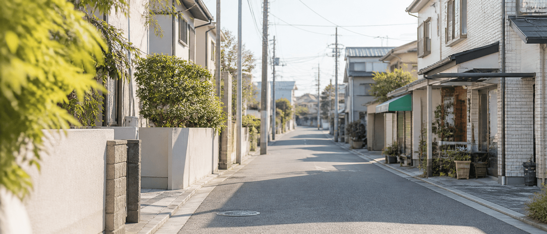 A street lined with small local shops in Japan