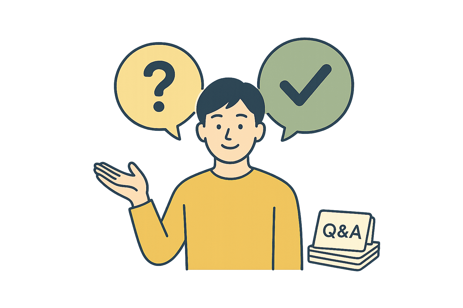 よくある質問に分かりやすくお答えするイラスト